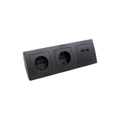 Steckdosenblock McPower "Flair" anthrazit, 2-fach Schutzkontakt + 2x USB | 1535172ett / EAN:4250967329164