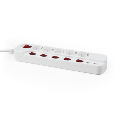 Steckdosenleiste McPower, 5-fach mit Einzelschaltung + 2x USB, 1,5m Zuleitung | 1300444ett / EAN:4250967326873