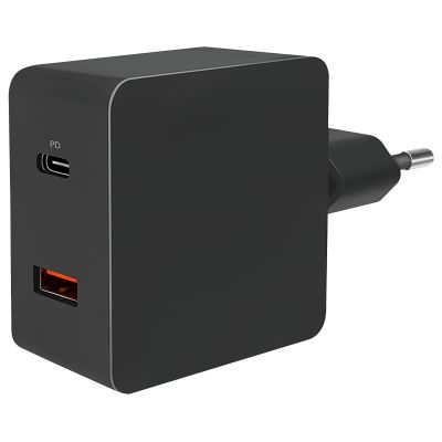 USB Ladegerät, 230V Netzteil, 1xUSB-A 1xUSB-C, 18W, max 3A/5V, 2A/9V,1,5A/12V | 1300481ett / EAN:4052792060768