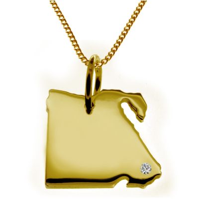 50cm Halskette + Ägypten Anhänger mit einem Brillant 0,015ct an Ihrem Wunschort in massiv 585 Gelbgold | 11664730dropssww