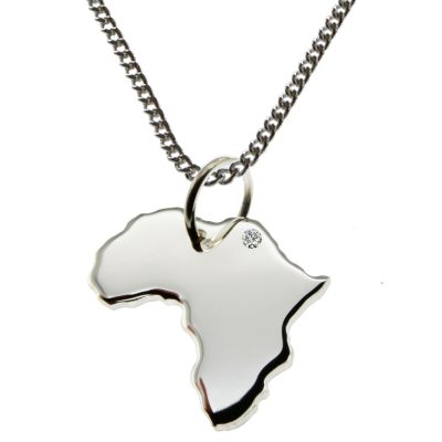 50cm Halskette + Afrika Anhänger mit einem Brillant 0,015ct an Ihrem Wunschort in 925 Silber | 11664576dropssww
