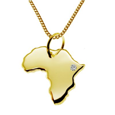 50cm Halskette + Afrika Anhänger mit einem Brillant 0,015ct an Ihrem Wunschort in massiv 585 Gelbgold | 11664729dropssww