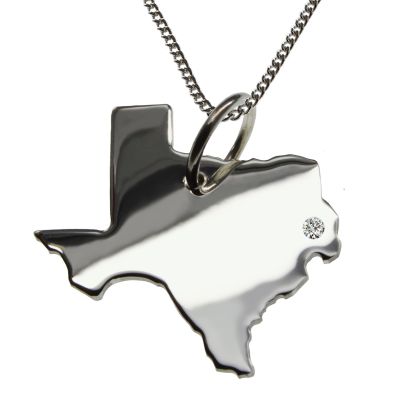 50cm Halskette + Texas Anhänger mit einem Brillant 0,015ct an Ihrem Wunschort in 925 Silber | 11664555drops