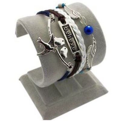 Armband "Glaube" mit Friedenstaube, weiss/schwarz/blau | TTSL822drops