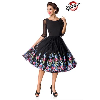 Belsira Premium besticktes Swing-Kleid,schwarz Größe 2XL | 50126atixo