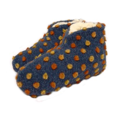 Bettschuhe Wolle Noppen blau 38/39 | 11386317drops/linke