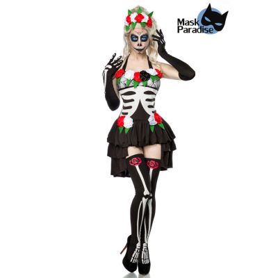 Day of the Dead Kostüm: Mexican Skeleton schwarz/weiß Größe XS-M | 80007atixo