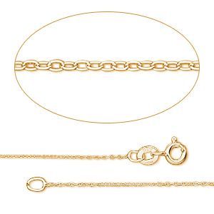 GEMSHINE 14k 585 Gold Halskette. 0,9 mm Ankerkette im klassischen Design mit Ketten Länge:46cm | 11612940drops/gem