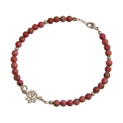 Gemshine - Damen - Armband - 925 Silber - Lotus Blume - Edelstein - Rosa - YOGA | 11612518drops/gem