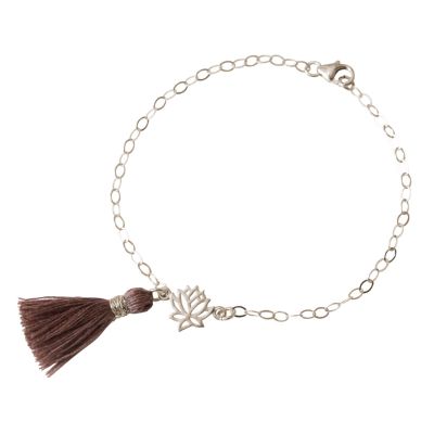 Gemshine - Damen - Armband - 925 Silber - Lotus Blume - Quaste - Rose - YOGA - 4 cm | 11612522drops/gem