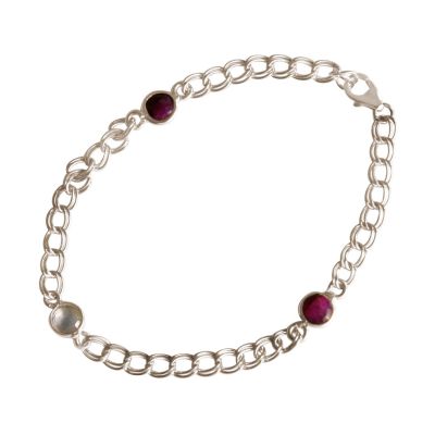Gemshine - Damen - Armband - 925 Silber - Rubin - Rosenquarz - Rot - Rosa - Kette - Geschmeidig | 11531292drops/gem