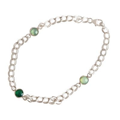 Gemshine - Damen - Armband - 925 Silber - Smaragd - Chalcedon - Grün - Meeresgrün - Kette - Geschmeidig | 11531295drops/gem