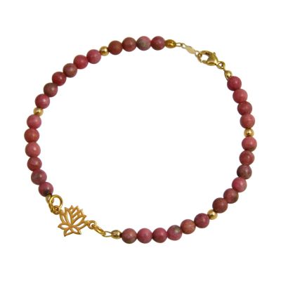 Gemshine - Damen - Armband - 925 Silber - Vergoldet - Lotus Blume - Edelstein - Rosa - YOGA | 11612527drops/gem