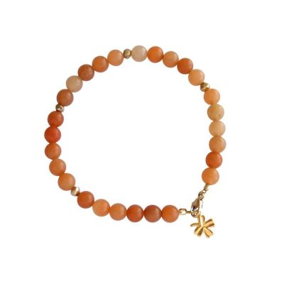 Gemshine - Damen - Armband - Aventurin - Orange - Vergoldet - 6 mm | 11612571drops/gem