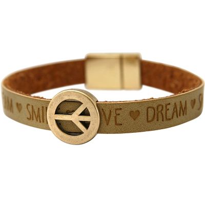 Gemshine - Damen - Armband - Frieden - Peace - WISHES - Braun - Sand - Magnetverschluss | 11530961drops/gem