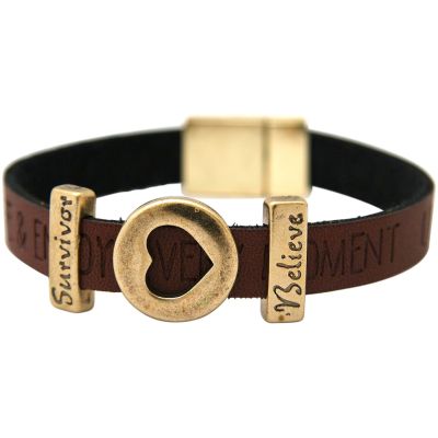 Gemshine - Damen - Armband - Herz - Liebe - WISHES - Braun - Dunkel - Magnetverschluss - Survivor - Believe | 11530969drops/gem