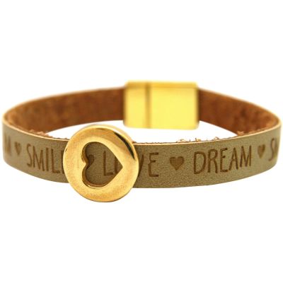 Gemshine - Damen - Armband - Herz - Liebe - WISHES - Braun Sand - Magnetverschluss | 11530880drops/gem