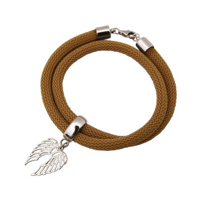 Gemshine - Damen - Armband - Wickelarmband - 925 Silber - Flügel - Braun | 11531155drops/gem