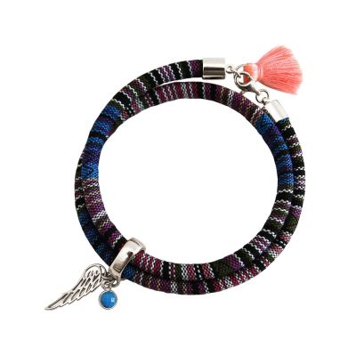 Gemshine - Damen - Armband - Wickelarmband - 925 Silber - Flügel - Engel - AZTEC - Türkis | 11531189drops/gem