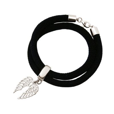 Gemshine - Damen - Armband - Wickelarmband - 925 Silber - Flügel - Schwarz | 11531165drops/gem