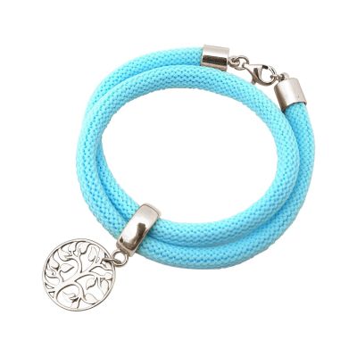 Gemshine - Damen - Armband - Wickelarmband - 925 Silber - Lebensbaum - Blau | 11531157drops/gem