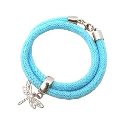 Gemshine - Damen - Armband - Wickelarmband - 925 Silber - Libelle - Blau | 11531156drops/gem