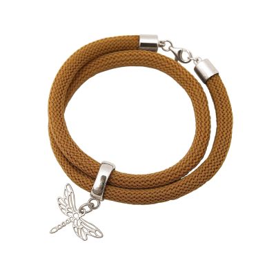 Gemshine - Damen - Armband - Wickelarmband - 925 Silber - Libelle - Braun | 11531151drops/gem