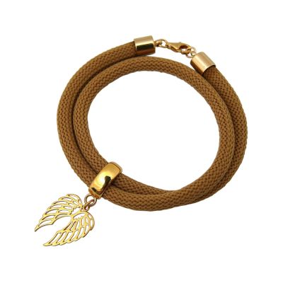 Gemshine - Damen - Armband - Wickelarmband - 925 Silber - Vergoldet - Flügel - Braun | 11531225drops/gem