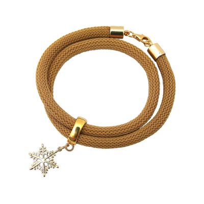 Gemshine - Damen - Armband - Wickelarmband - 925 Silber - Vergoldet - Schneeflocke - Braun | 11531223drops/gem