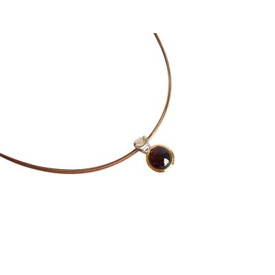 Gemshine - Damen - Halskette - 925 Silber - Vergoldet - Granat - Rot - 10mm | 11612625drops/gem