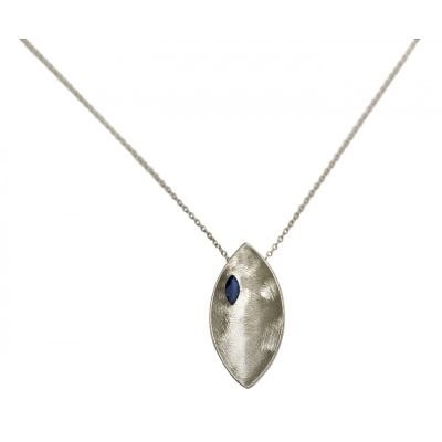 Gemshine - Damen - Halskette - Anhänger - 925 Silber - Marquise - Minimalistisch - Design - Iolith - Blau - 45 | 11531734drops/gem