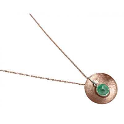 Gemshine - Damen - Halskette - Anhänger - 925 Silber - Rose Vergoldet - Schale - Geometrisch - Design - Smarag | 11531804drops/gem