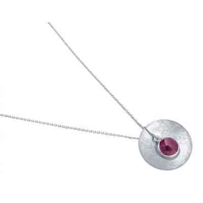 Gemshine - Damen - Halskette - Anhänger - 925 Silber - Schale - Geometrisch - Design - Rubin - Rot - 45 cm | 11531753drops/gem