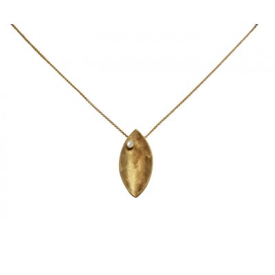 Gemshine - Damen - Halskette - Anhänger - 925 Silber - Vergoldet - Marquise - Minimalistisch - Design - Perle  | 11531759drops/gem
