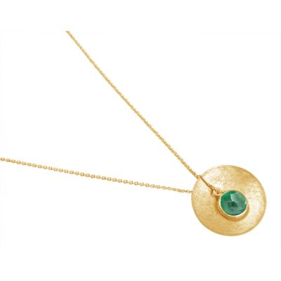 Gemshine - Damen - Halskette - Anhänger - 925 Silber - Vergoldet - Schale - Geometrisch - Design - Smaragd - G | 11531798drops/gem