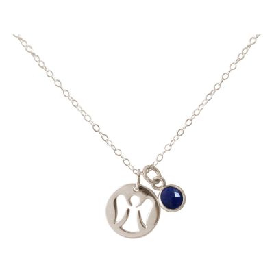 Gemshine - Damen - Halskette - Anhänger - Engel - Schutzengel - 925 Silber - Saphir - Blau - 1,3 cm | 11531314drops/gem