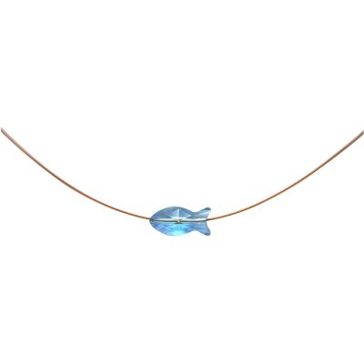 Gemshine - Damen - Halskette - Anhänger - Rose Vergoldet - Fisch - Blau - MADE WITH SWAROVSKI ELEMENTS® - 45 c | 11531325drops/gem