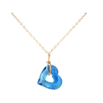 Gemshine - Damen - Halskette - Anhänger - Rose Vergoldet - Herz - Open Heart - Blau - MADE WITH SWAROVSKI ELEM | 11531366drops/gem
