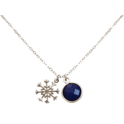 Gemshine - Damen - Halskette - Anhänger - SCHNEEFLOCKE - 925 Silber - Saphir - Blau - 1,3 cm | 11531306drops/gem