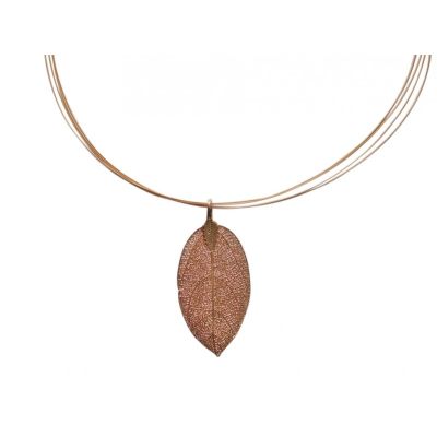Gemshine - Damen - Halskette - Anhänger - Vergoldet - Blatt - Rose - Natur - 7 cm | 11612745drops/gem