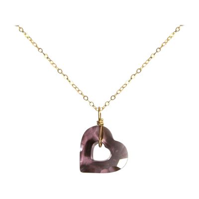 Gemshine - Damen - Halskette - Anhänger - Vergoldet - Herz - Open Heart - Rose - Lila - MADE WITH SWAROVSKI EL | 11531377drops/gem