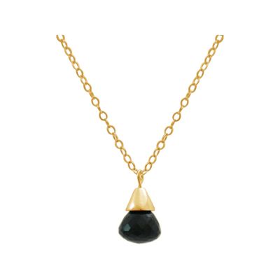Gemshine - Damen - Halskette - Anhänger - Vergoldet - Onyx - Tropfen - Schwarz - 1,5 cm | 11612748drops/gem