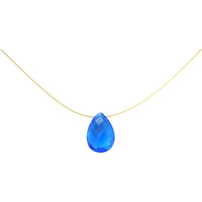Gemshine - Damen - Halskette - Anhänger - Vergoldet - Topas - Quarz - Facettiert - Tropfen - Blau - 45 cm | 11612616drops/ge,