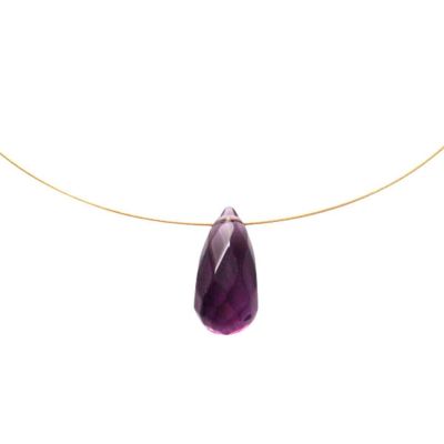 Gemshine - Damen - Halskette - Vergoldet - Amethyst - Tropfen - Facettiert - Violett - 45 cm | 11612618drops/gem
