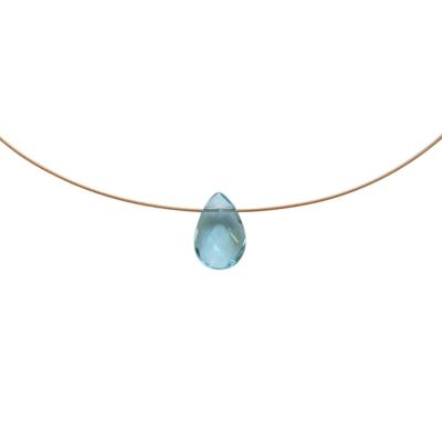 Gemshine - Damen - Halskette - Vergoldet - Aquamarin Quarz - Facettiert - Tropfen - Blau - 45 cm | 11612617drops/gem