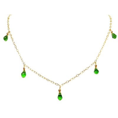 Gemshine - Damen - Halskette - Vergoldet - Peridot - Tropfen - Facettiert - Grün - 50 cm - Längenverstellbar | 11612619drops/gem
