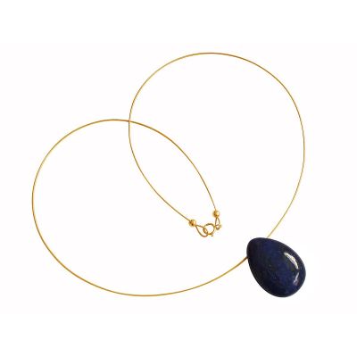 Gemshine - Damen - Lapis Lazuli - Anhänger - Halskette - Blau - Vergoldet - Tropfen - 45 cm | 11612774drops/gem
