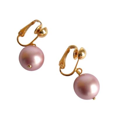 Gemshine - Damen - Ohrclips - Perlen - Tahiti - Rose - Vergoldet - 12 mm | 11612776drops/gem
