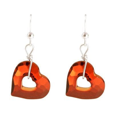Gemshine - Damen - Ohrringe - 925 Silber - Herz - Open Heart - Rot - MADE WITH SWAROVSKI ELEMENTS® - 3,5 cm | 11531372drops/gem