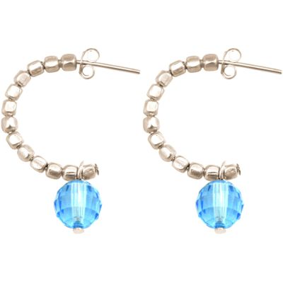 Gemshine - Damen - Ohrringe - 925 Silber - Loop - Blau - 3 cm | 11531386drops/gem